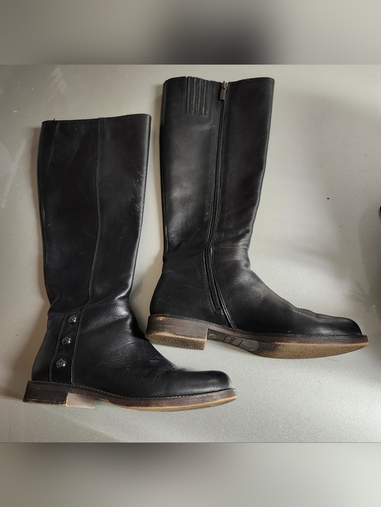 Franco Sarto Shoes - Franco Sarto Black Leather Tall Riding Boots with Side Zipper